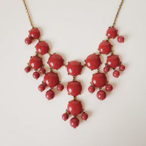 Liz Claiborne Brick Red Bauble Bubble Bib Statement Gold Frontal Necklace
